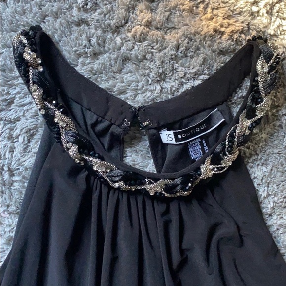 Black Date Night Mini Dress with Chain Neck Detail - Picture 2 of 4